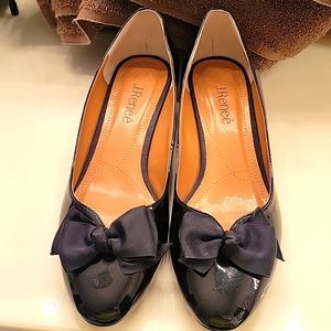 Patten leather shoes